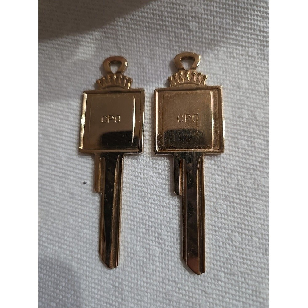 Two Cadillac Crown Vintage Uncut Blank Automobile Keys "CPC" Initial key RARE